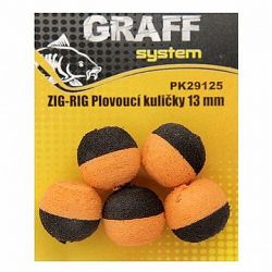 Graff Zig-Rig Plávacia guľôčka 13 mm Čierna/Oranžová 5 ks