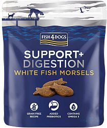 FISH4DOGS Maškrty na podporu trávenia s kúskami bielej ryby 225 g